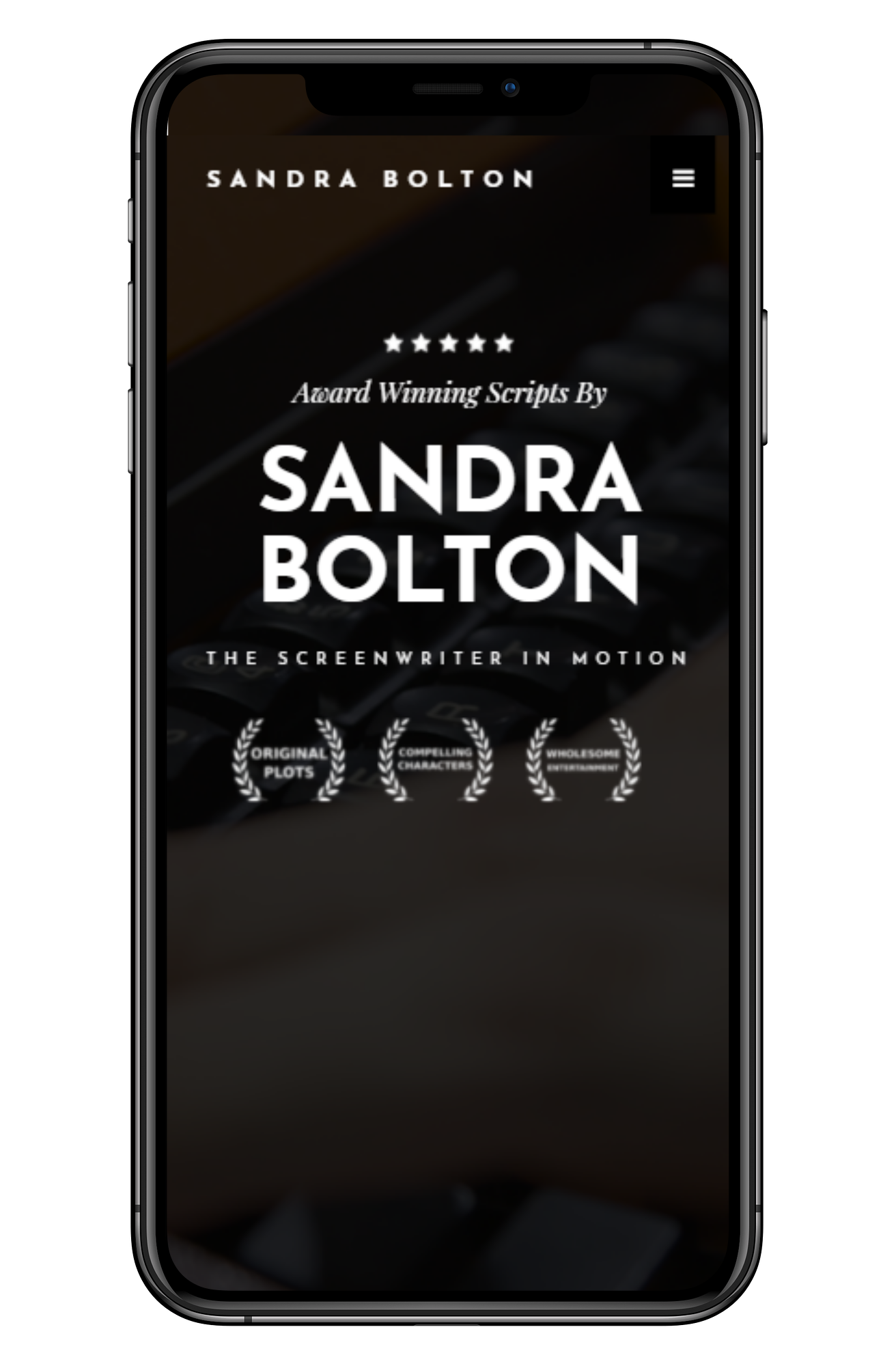 Screenwriter Sandra Bolton's mobile website